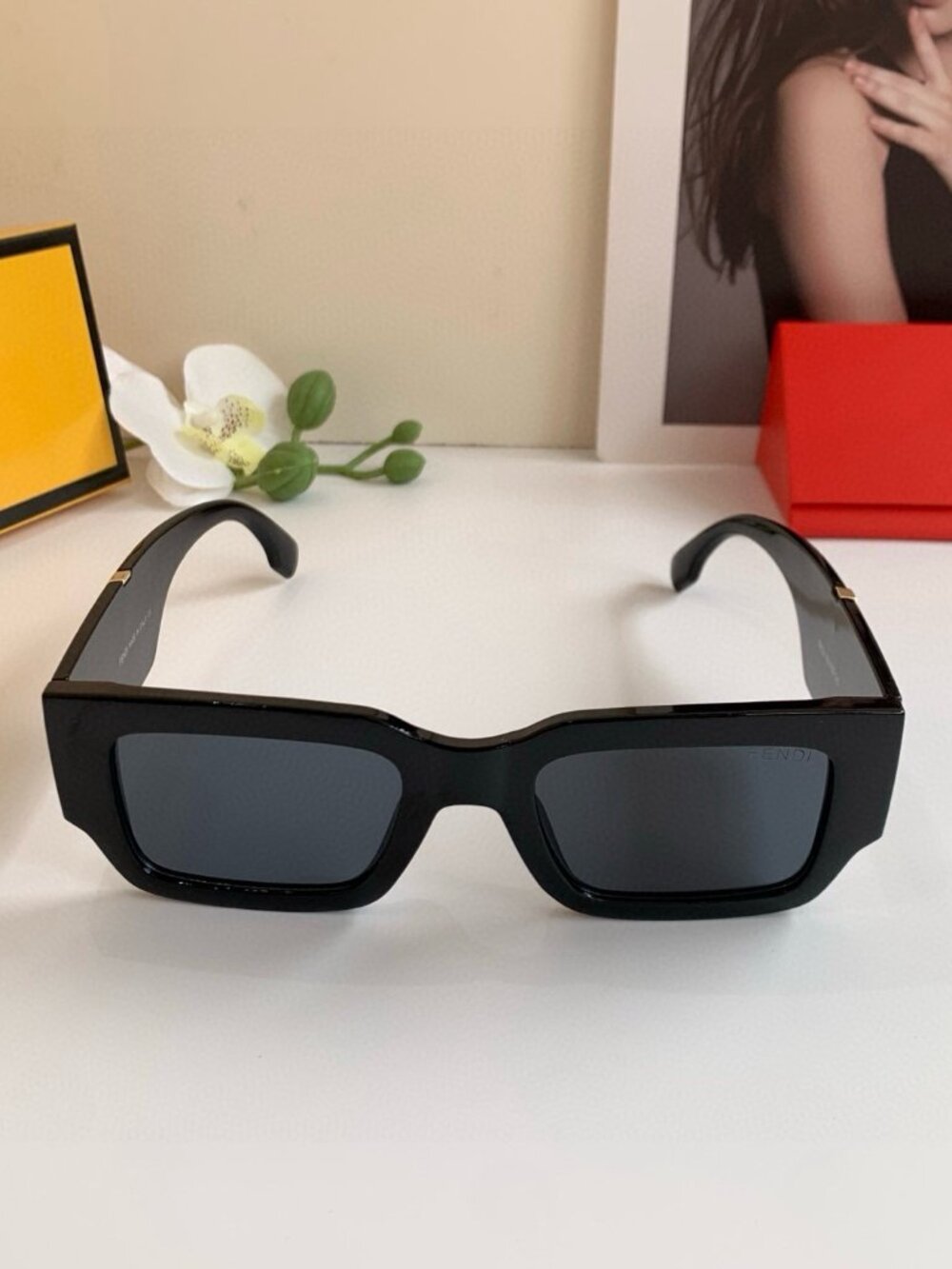 Fendi Bold Square Frame Black Sunglasses